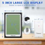 Geevon Large Display Digital Indoor Outdoor Thermometer Hygrometer, Wireless Indoor Outdoor Thermohygrometers, Wireless Weather Station with 200ft/60m Range Sensors, Black