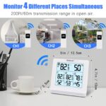 Geevon Indoor Outdoor Thermometer Wireless with 3 Remote Sensors, Wireless Thermohygrometer, Digital Temperature Humidity Meter with Backlight, 200FT/60M Transmission