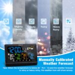 Geevon Weather Station Wireless Indoor Outdoor Thermometer 3 Sensors, Color Display Digital Temperature Humidity Monitor with Barometer, Calendar, USB Charge and Adjustable Backlight(350°View Angle)