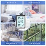 Geevon Large Display Digital Indoor Outdoor Thermometer Hygrometer, Wireless Indoor Outdoor Thermohygrometers, Wireless Weather Station with 200ft/60m Range Sensors, Black