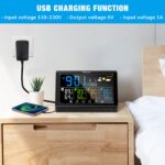 Geevon Weather Station Wireless Indoor Outdoor Thermometer 3 Sensors, Color Display Digital Temperature Humidity Monitor with Barometer, Calendar, USB Charge and Adjustable Backlight(350°View Angle)